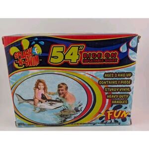 Ride On Inflatable Shark Vintage 54" Pool Toy Float Splash N' Swim
